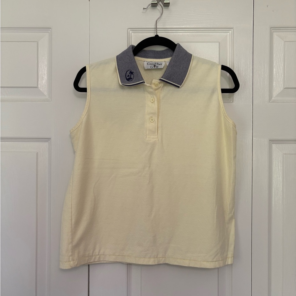 Coral Bay Butter Yellow and Navy Golf Polo